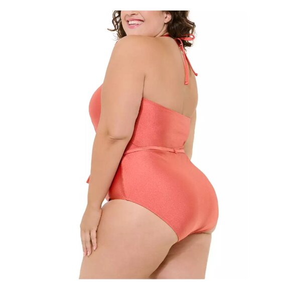 Ruched Tie-Front One-Piece Swimsuit Sz 2X NWT - Picture 5 of 12